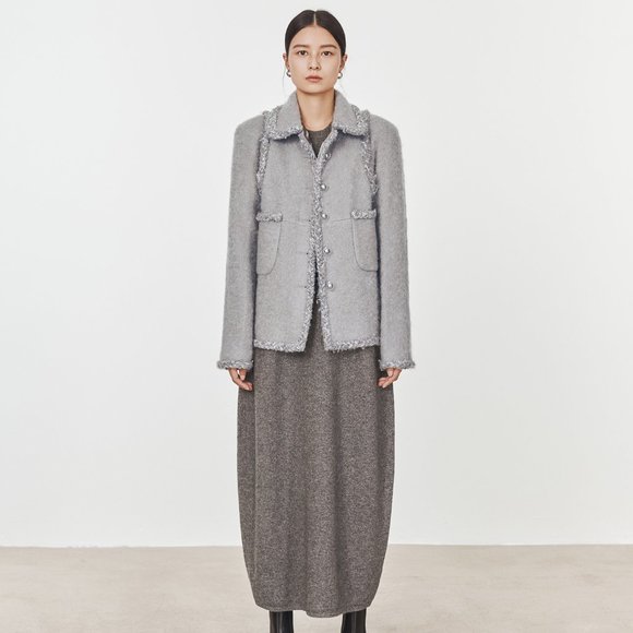 CHICJOC Italian Mohair & Wool Short Coat with Silk Lining, Size 38 - Picture 1 of 16